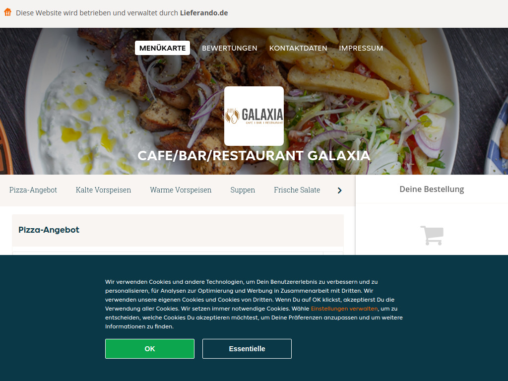 Website von Cafe/Bar/Restaurant Galaxia - Essen online bestellen in Hannover