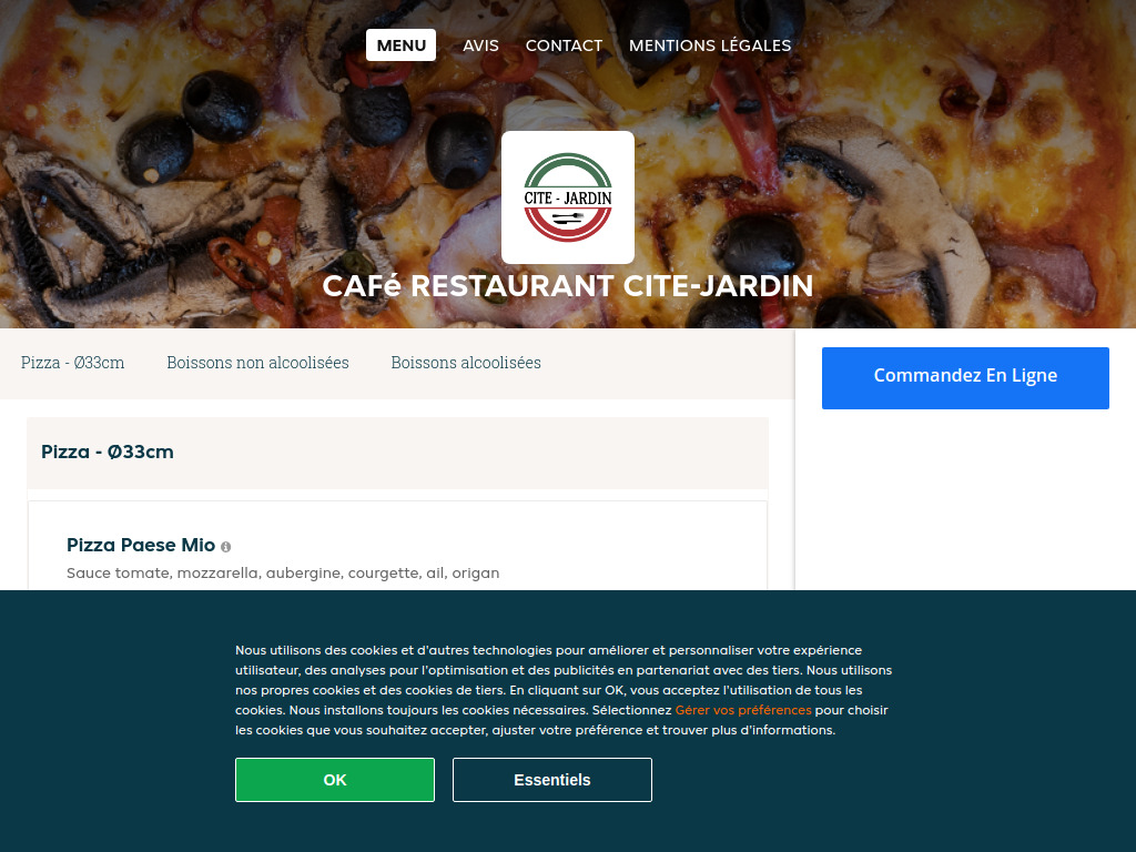 Website von Café Restaurant CITE-JARDIN
