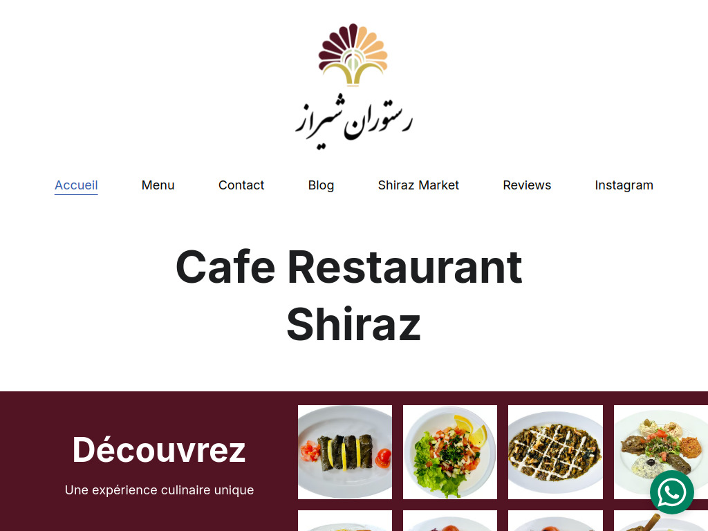 Website von Café Restaurant Shiraz in Lausanne