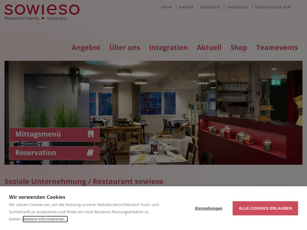 Website von Stiftung café sowieso in Luzern