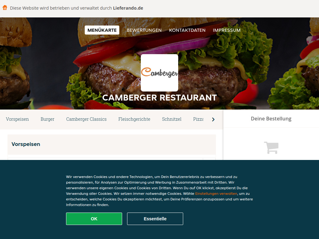 Website von Camberger Restaurant - Essen online bestellen in Bad Camberg in Bad Camberg