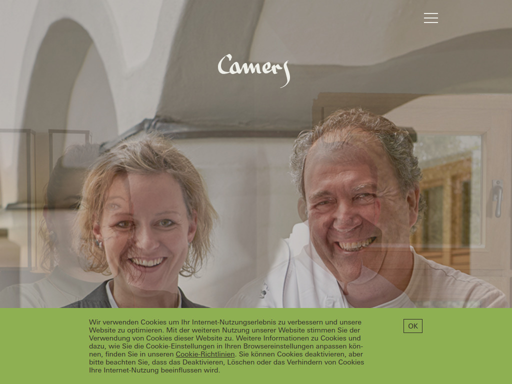 Website von Camers Schlossrestaurant in Hohenkammer