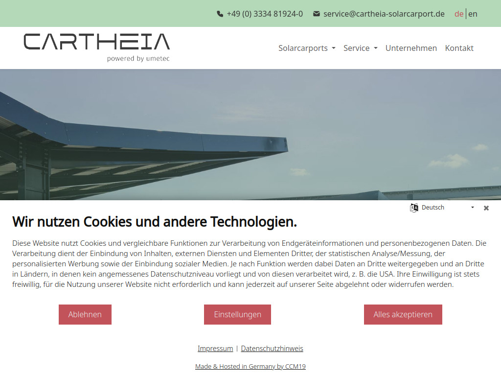 Website von umetec GmbH in Eberswalde
