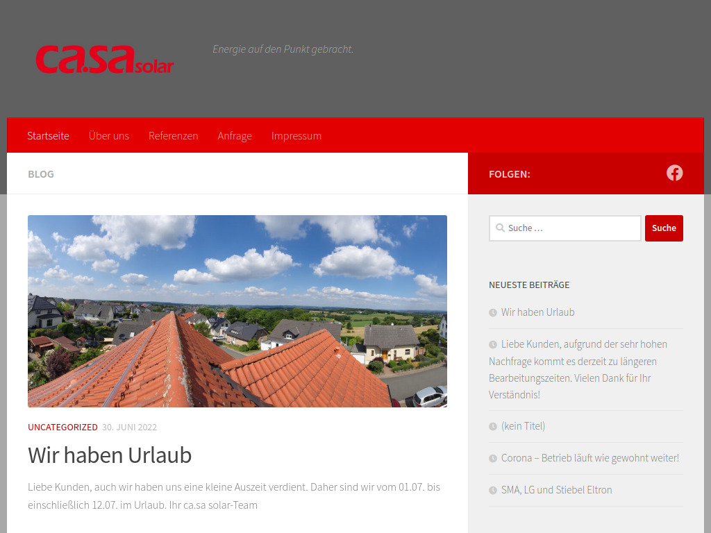 Website von ca.sa solar in Hagen