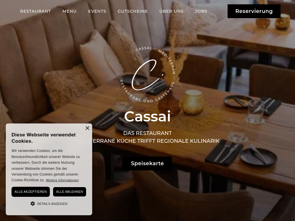 Website von Cassai - Mediterranes Restaurant Meiningen in Meiningen