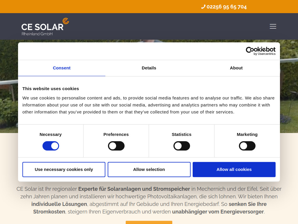 Website von CE Solar Rheinland GmbH in Mechernich