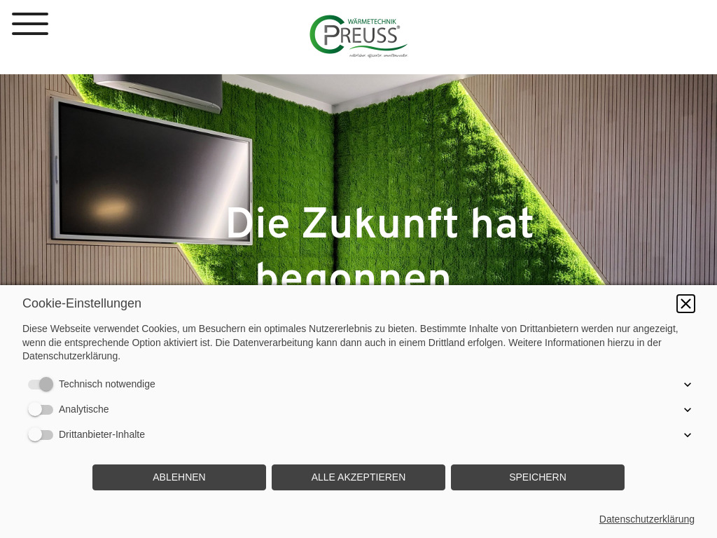 Website von Preuss Wärmetechnik in Karlsruhe