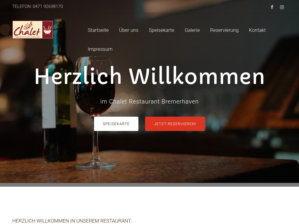 Website von Chalet Restaurant in Bremerhaven