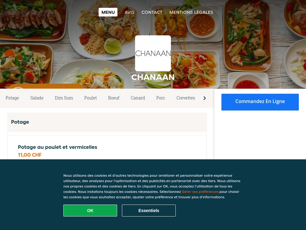 Website von Chanaan - Commander un repas en ligne à Genève in Genève
