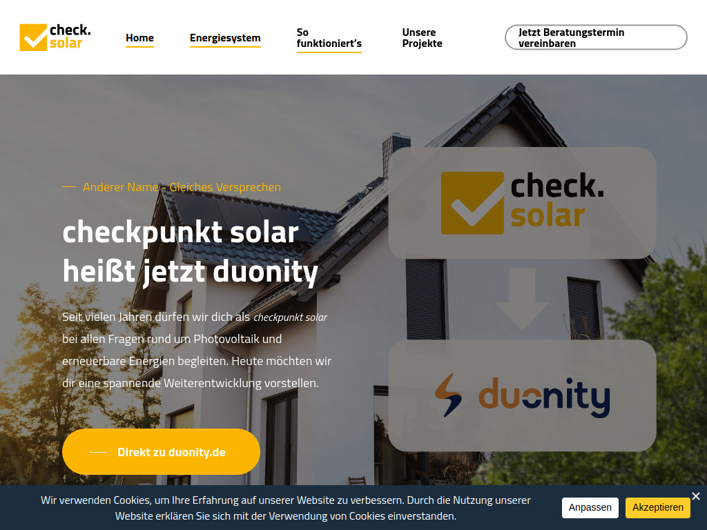 Website von checkpunkt solar KG in Emmendingen