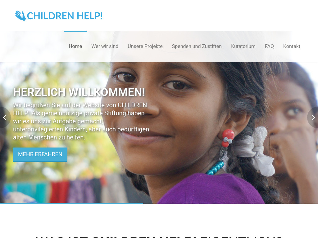 Website von Stiftung children help! in Bremen