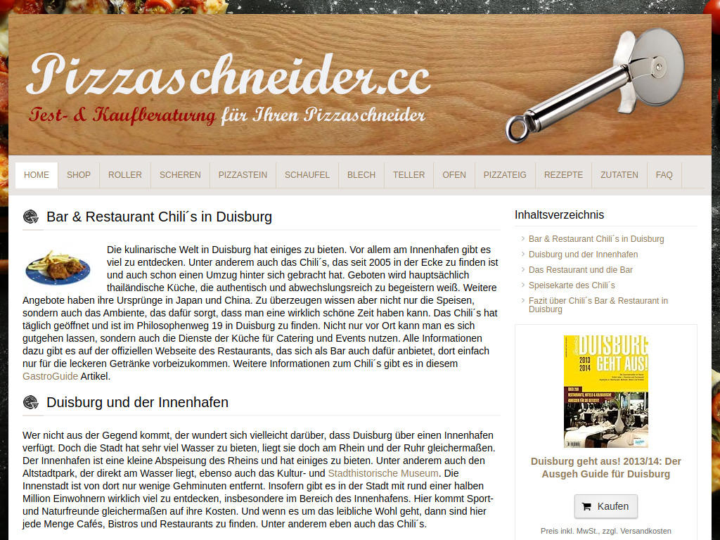 Website von Chili's Bar & Restaurant in Duisburg