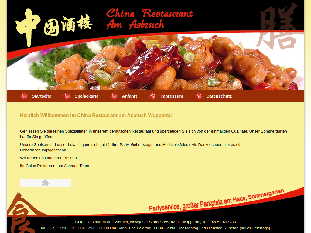 Website von China Restaurant am Asbruch in Wuppertal