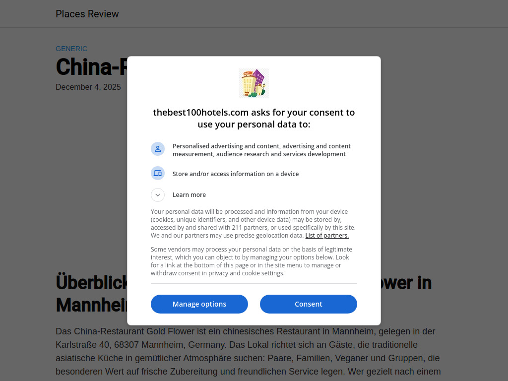 Website von China-Restaurant Gold Flower in Mannheim