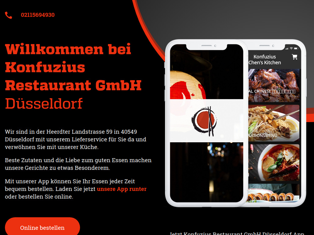 Website von Konfuzius Restaurant GmbH in Düsseldorf