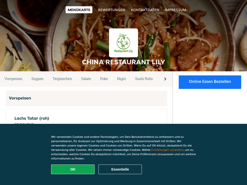 Website von China Restaurant Lily - Essen online bestellen in Kirchberg in Kirchberg