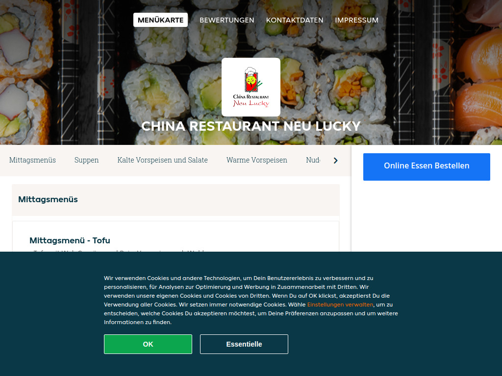 Website von China Restaurant Neu Lucky - Essen online bestellen in Bad Vöslau in Bad Vöslau