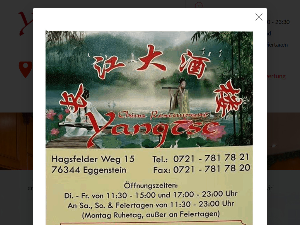 Website von China Restaurant Yangtse in Eggenstein-Leopoldshafen
