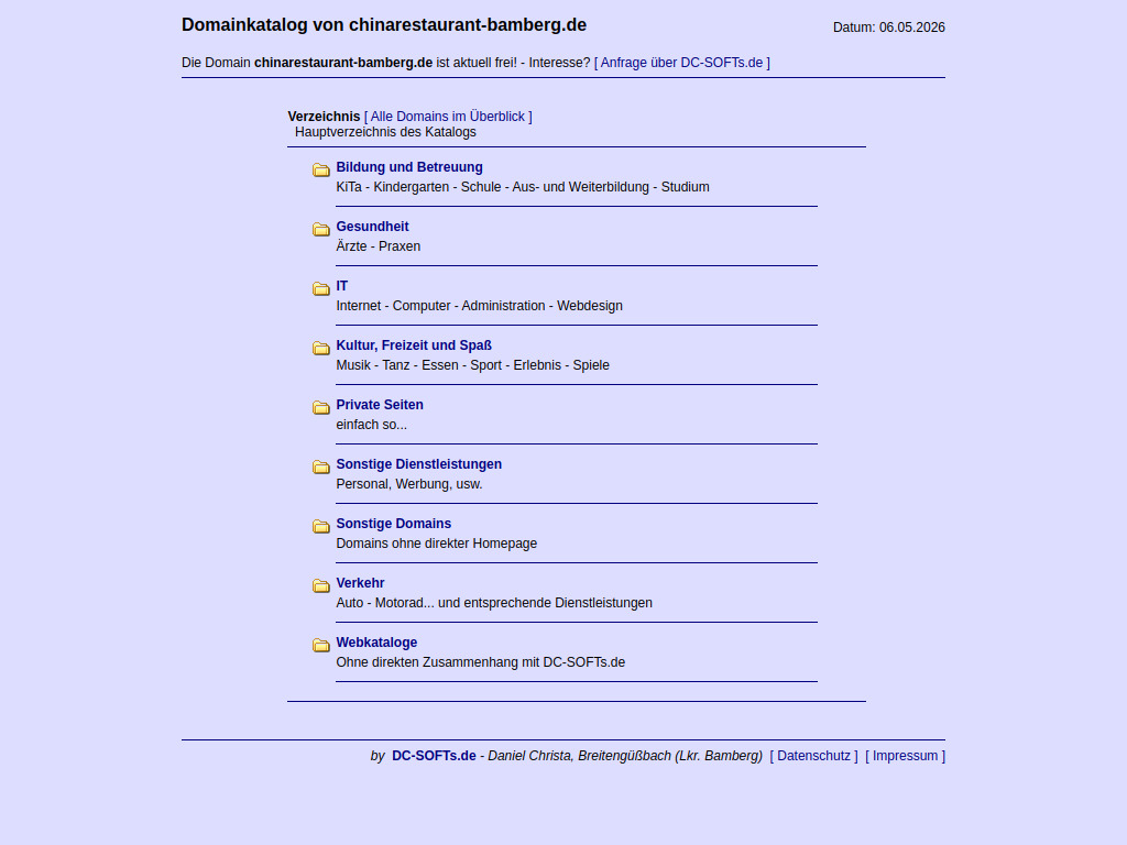 Website von Domainkatalog chinarestaurant-bamberg.de