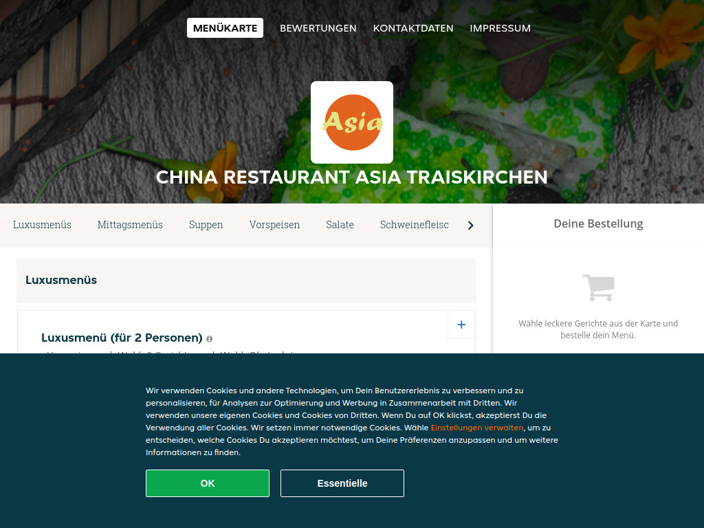Website von China Restaurant Asia Traiskirchen - Essen online bestellen in Traiskirchen in Traiskirchen