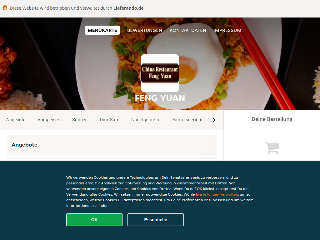 Website von Feng Yuan - Essen online bestellen in Berlin