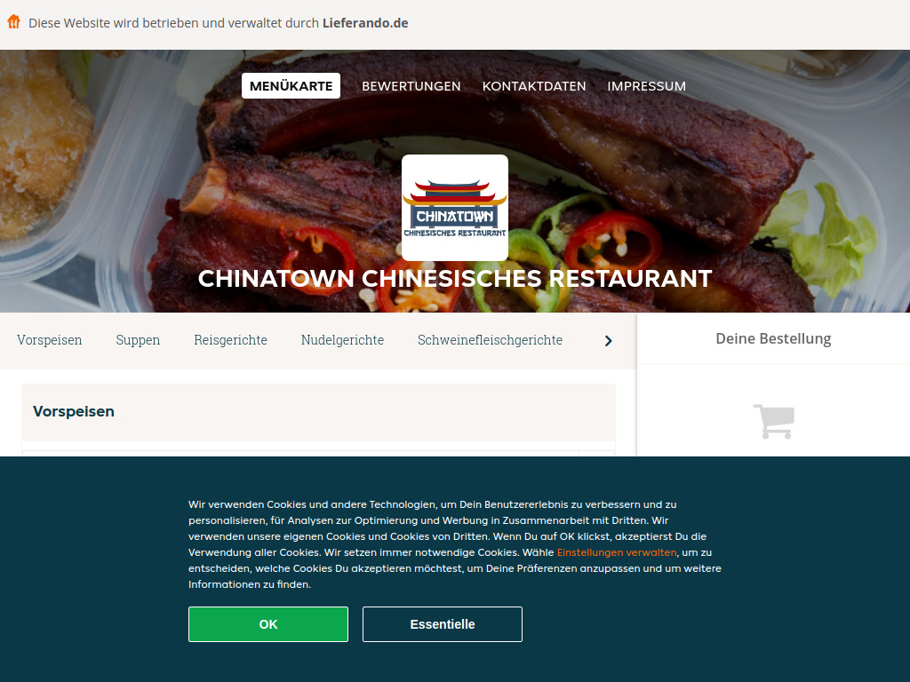 Website von Chinatown Chinesisches Restaurant - Essen online bestellen in Krumbach in Krumbach