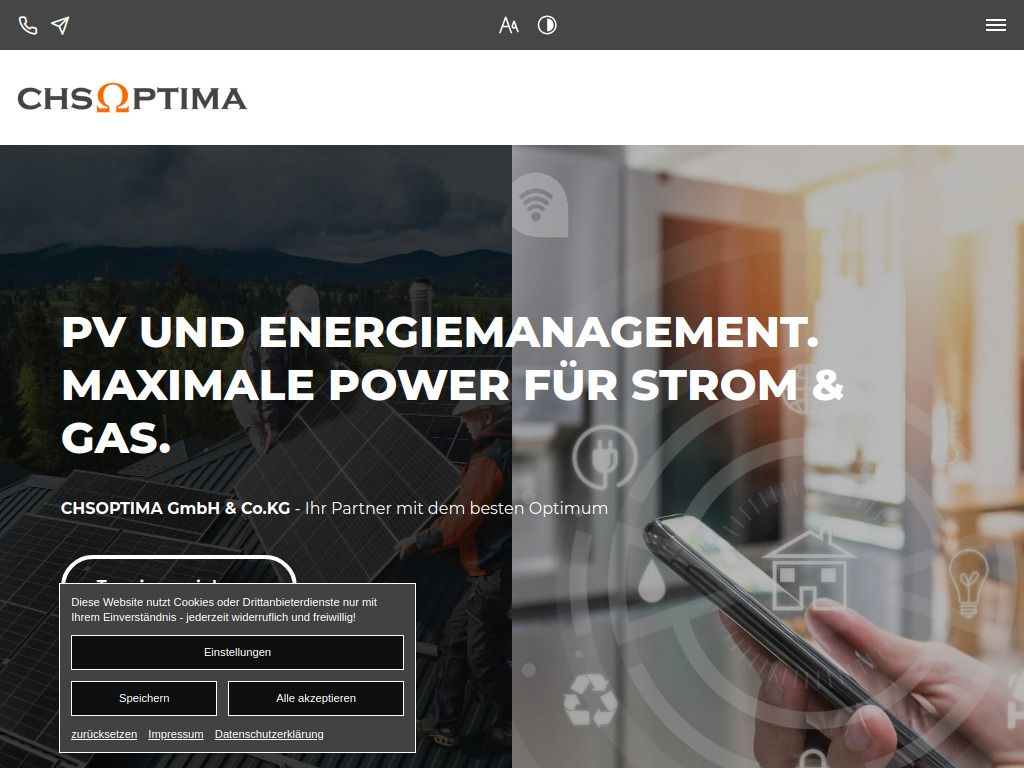 Website von CHSOPTIMA GmbH & Co.KG in Gütersloh