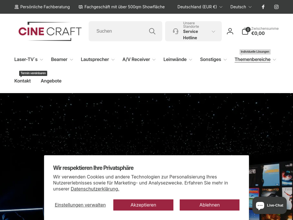 Website von CINE-CRAFT - Cine-Craft: Ihr Experte für Heimkino und mehr