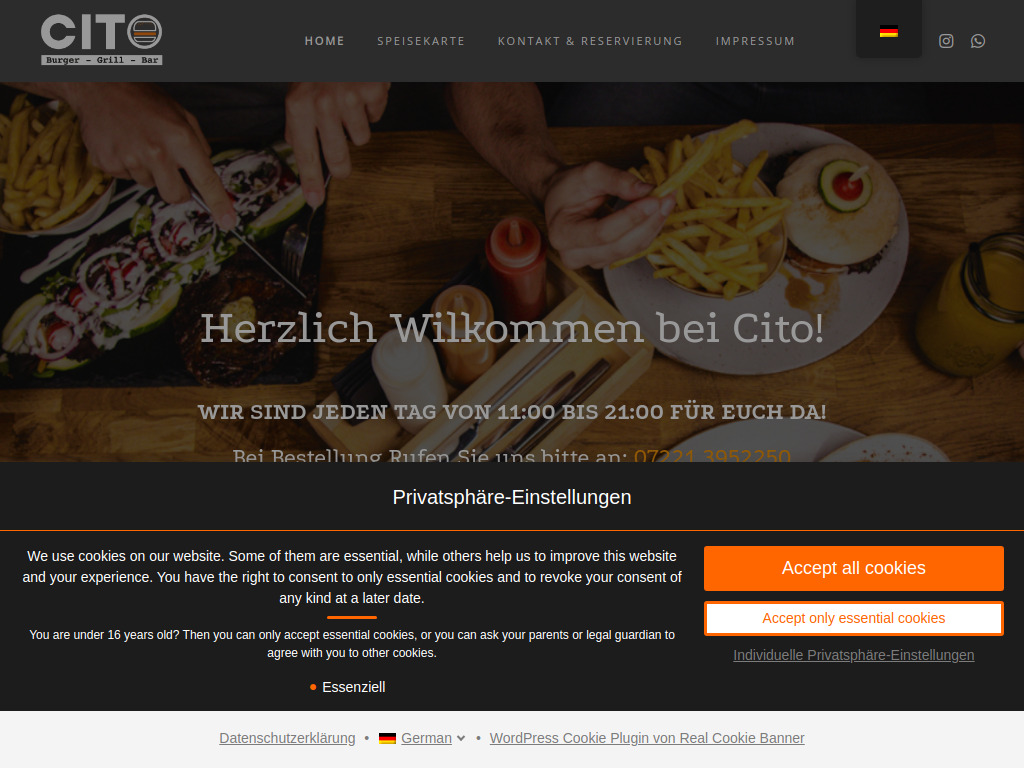 Website von Cito Restaurant in Baden-Baden