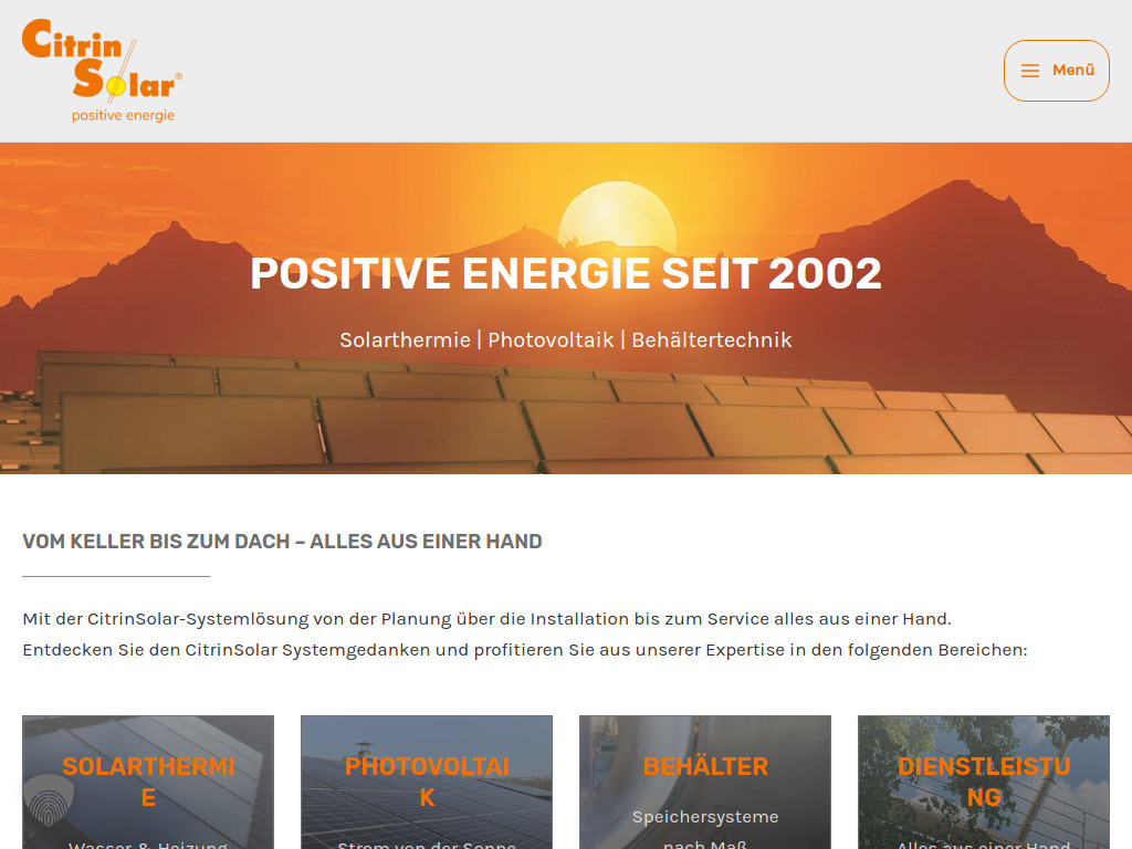 Website von CitrinSolar GmbH in Moosburg