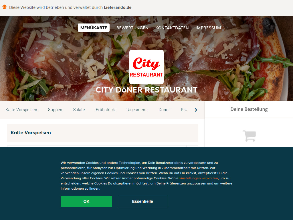 Website von City Döner Restaurant - Essen online bestellen in Worms in Worms
