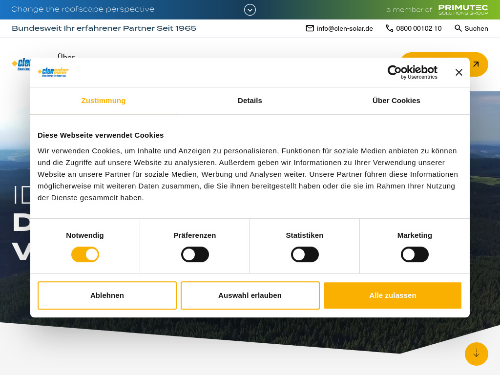 Website von Clen Solar GmbH & Co. KG in Aue-Bad Schlema