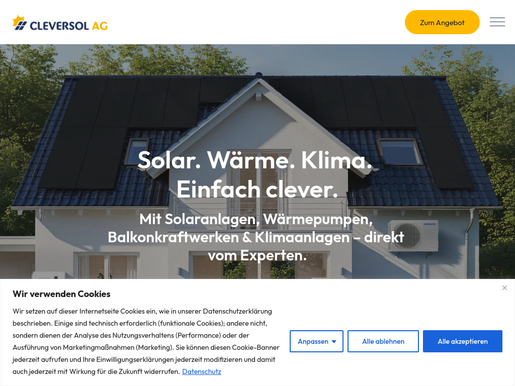 Website von CLEVERSOL AG in Bremen
