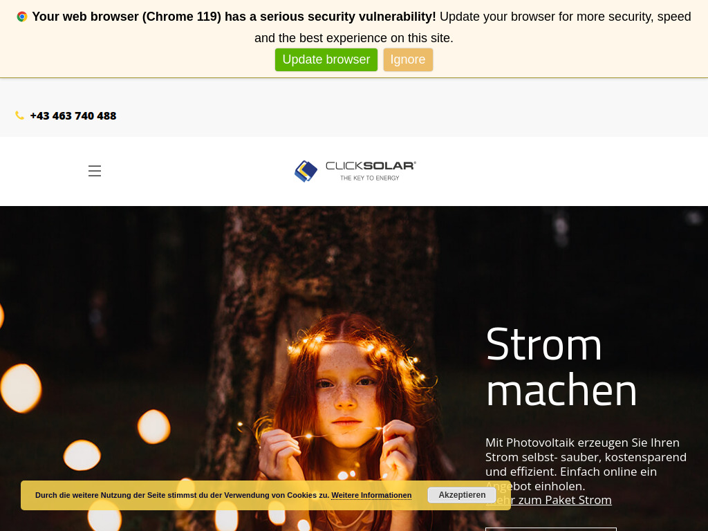 Website von Clicksolar GmbH in Ebenthal in Kärnten