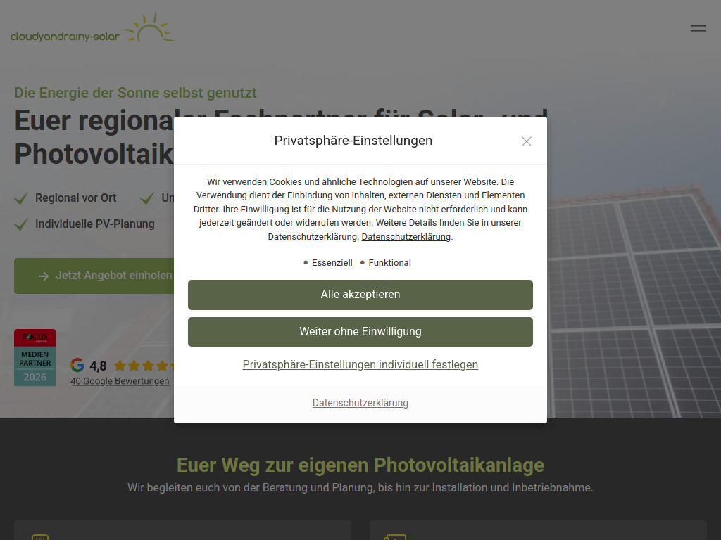 Website von cloudyandrainy-solar in Jüchen