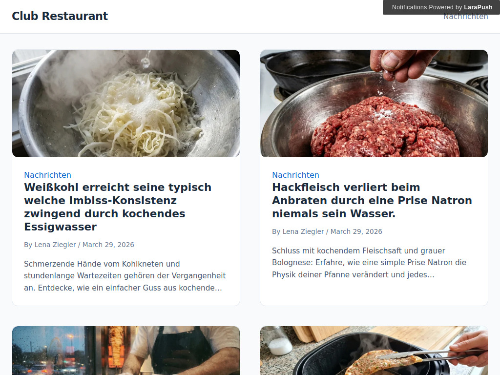 Website von Club Restaurant