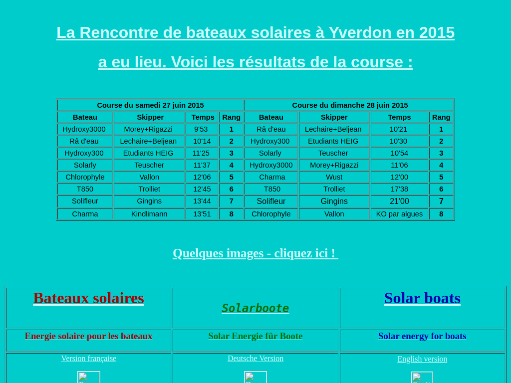 Website von Solar boats - Bateaux solaires - Solarboote