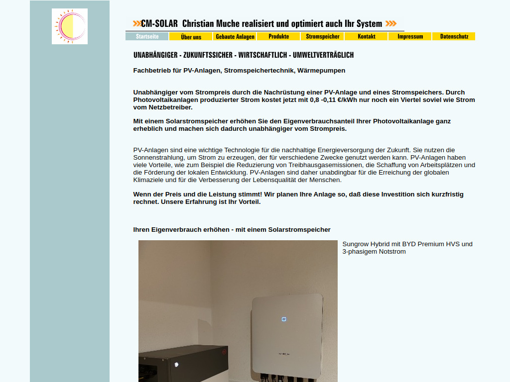 Website von CM-SOLAR Christian Muche in Bernau am Chiemsee