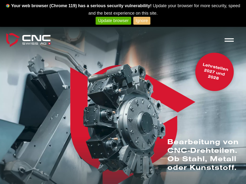 Website von CNC Swiss AG in Schattdorf