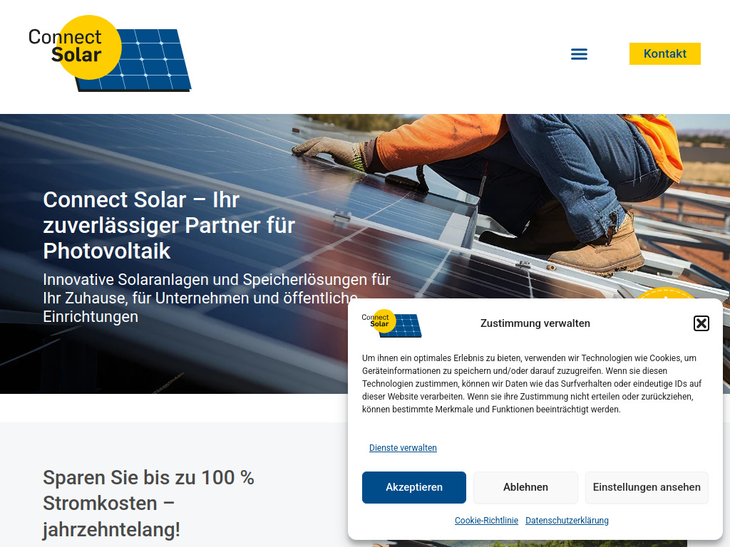 Website von Connect Solar Photovoltaiksysteme GmbH in Zweibrücken