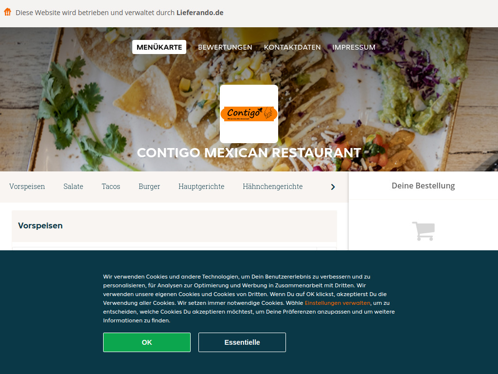 Website von Contigo Mexican Restaurant - Essen online bestellen in Neutraubling in Neutraubling