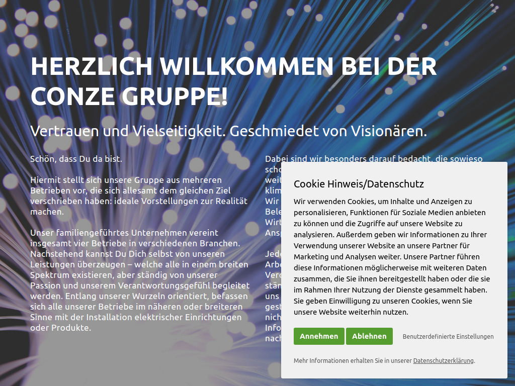 Website von Conze GmbH in Atzelgift