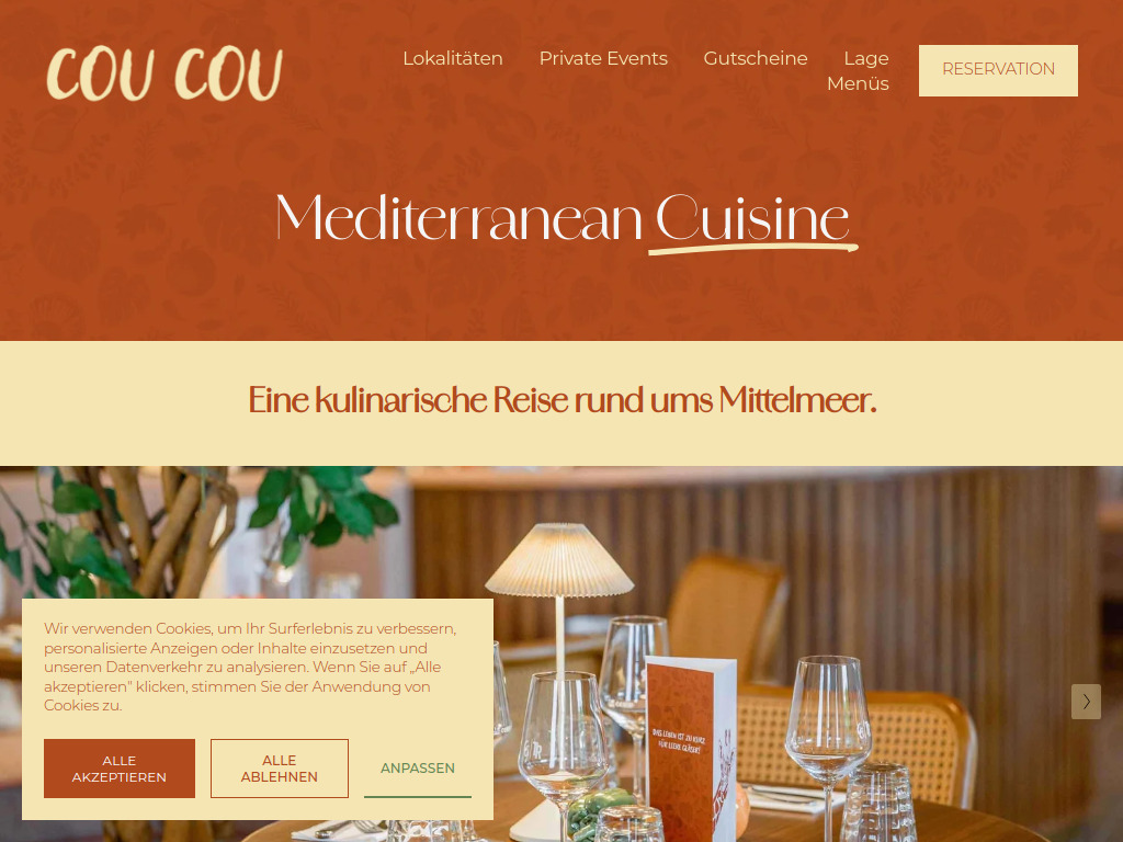 Website von Cou Cou Restaurant Rapperswil in Rapperswil