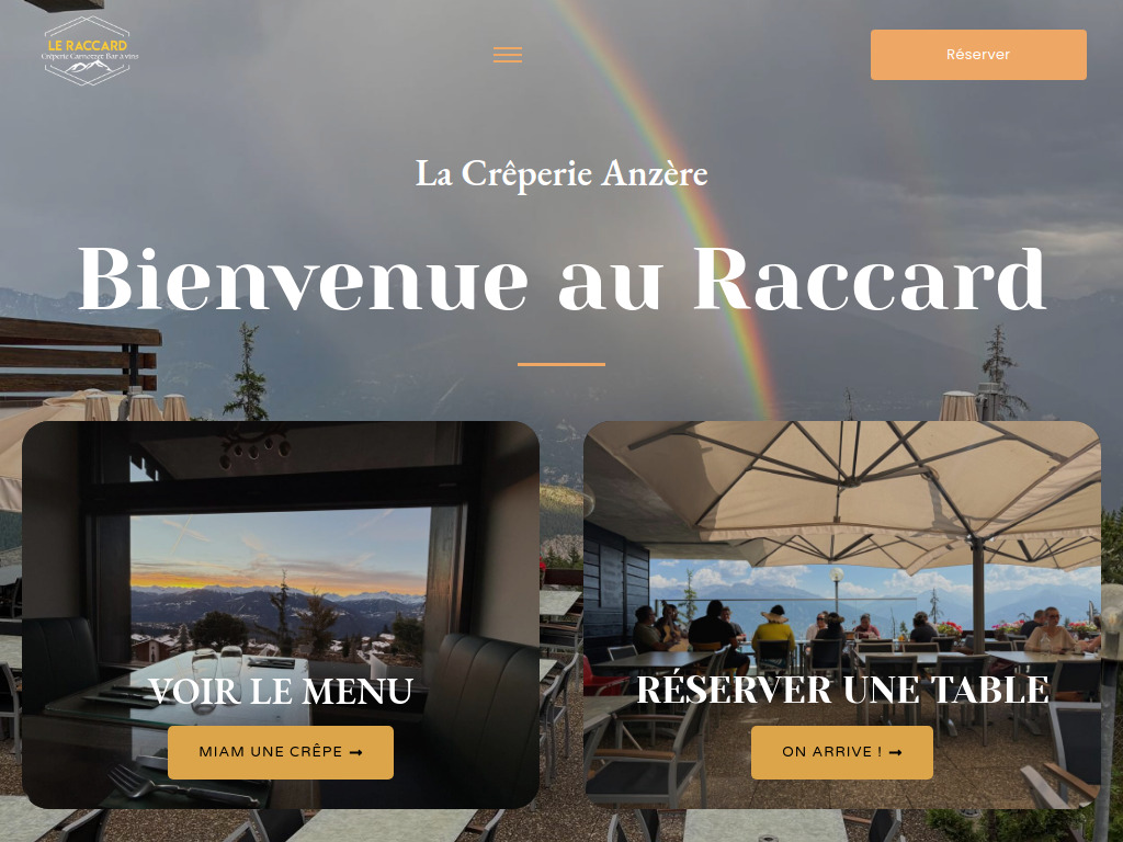 Website von Raccard Crêperie Anzère - Restaurant Anzère - Crêperie le Raccard in Anzère