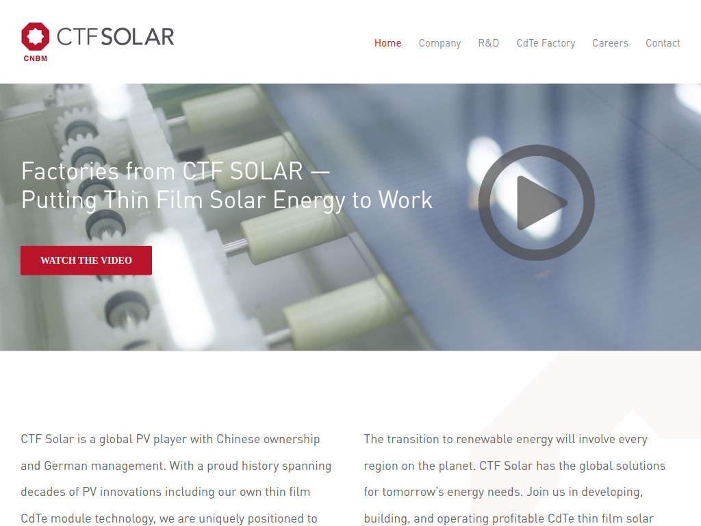 Website von CTF Solar GmbH in Dresden