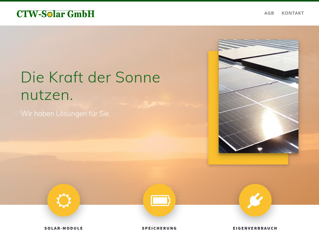 Website von CTW-Solar GmbH in Witzin