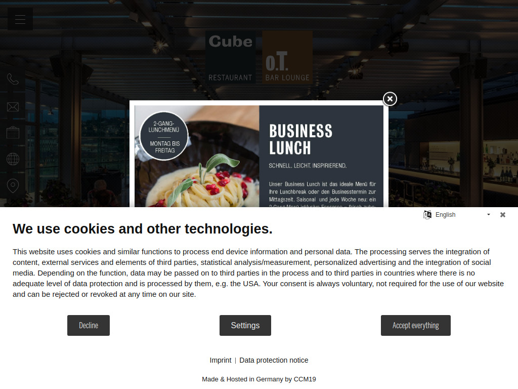 Website von Cube Restaurant GmbH & Co. KG in Fellbach