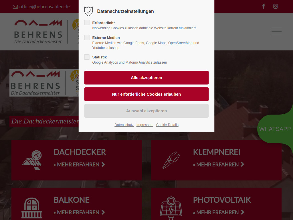 Website von Behrens GmbH & Co. KG in Ahlen
