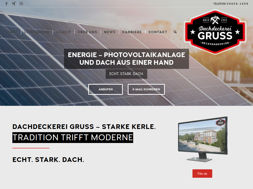 Website von Dachdeckerei Gruß in Eichenzell