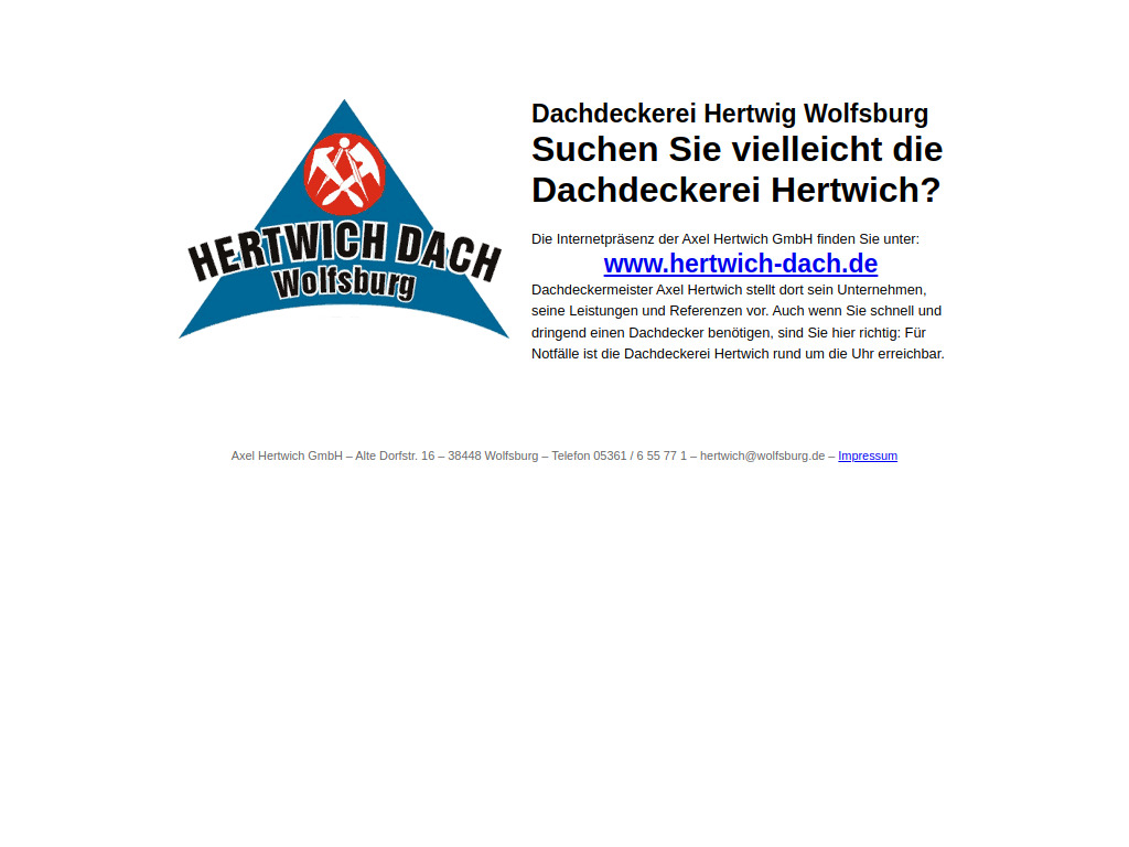 Website von Axel Hertwich Hertwig GmbH in Wolfsburg